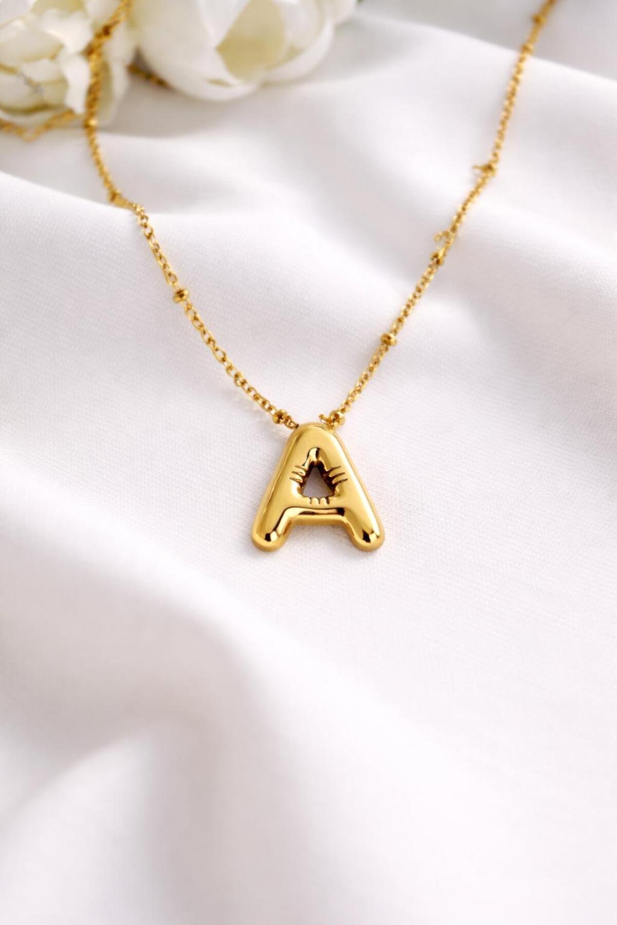 BALLOON MODEL STEEL NECKLACE WITH LETTER A