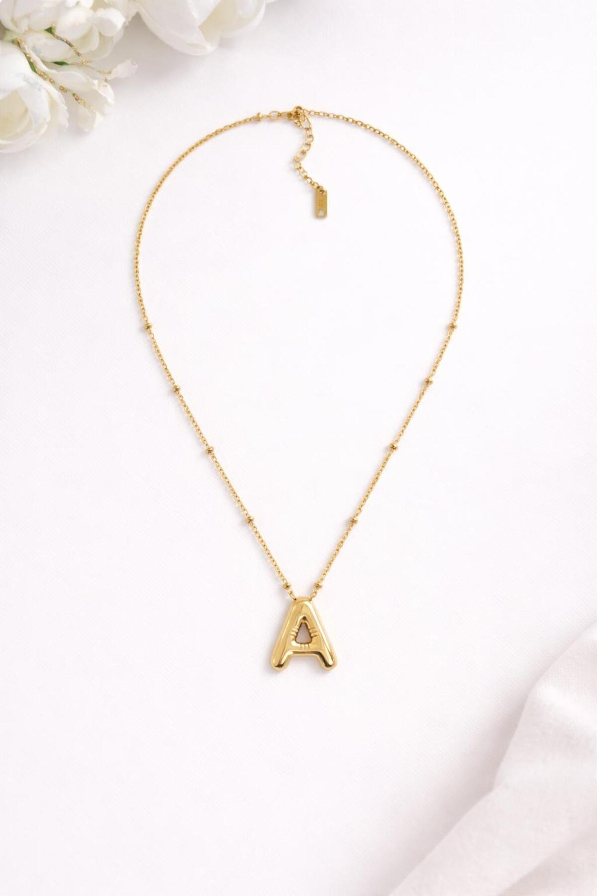 BALLOON MODEL STEEL NECKLACE WITH LETTER A
