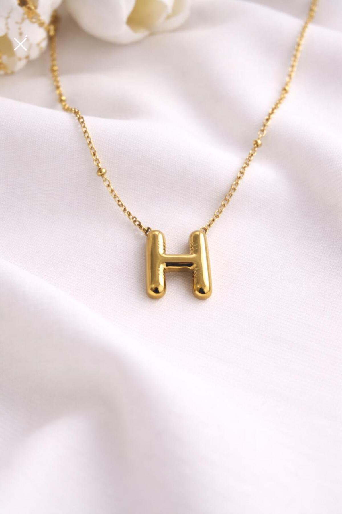 BALLOON MODEL STEEL NECKLACE WITH H LETTER