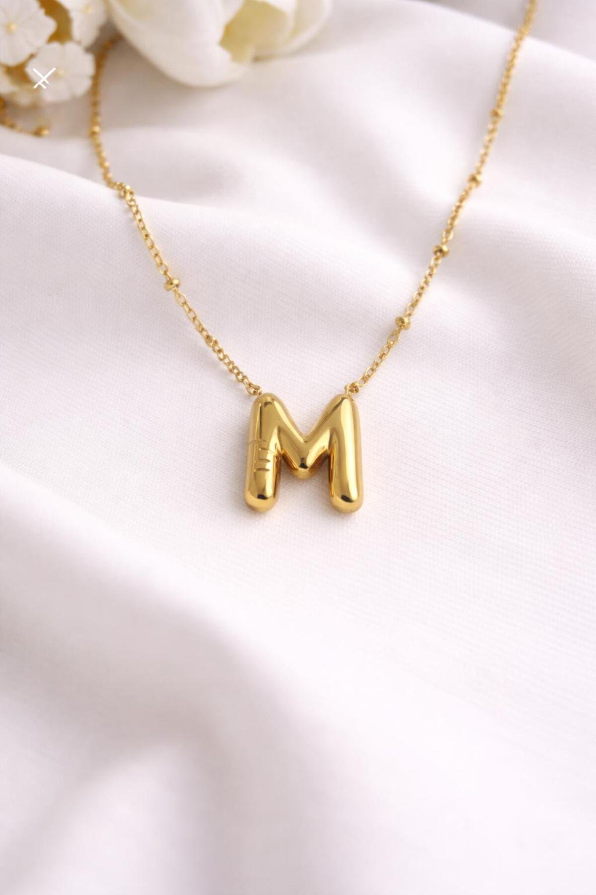 BALLOON MODEL STEEL NECKLACE WITH M LETTER