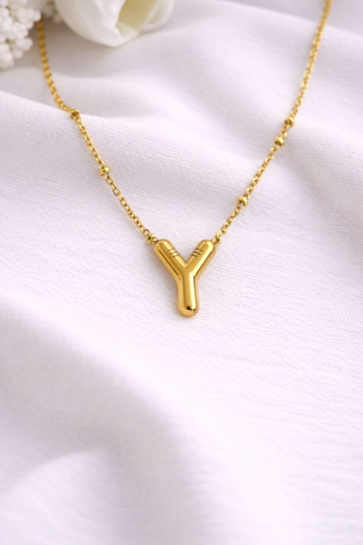 BALLOON MODEL STEEL NECKLACE WITH Y LETTER