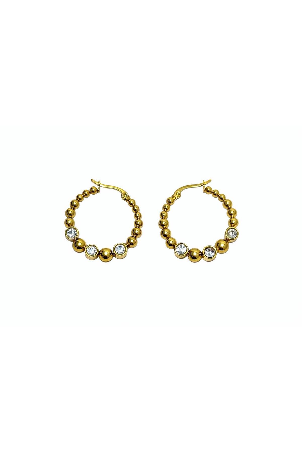 Işıltılı Gold Halka Küpe