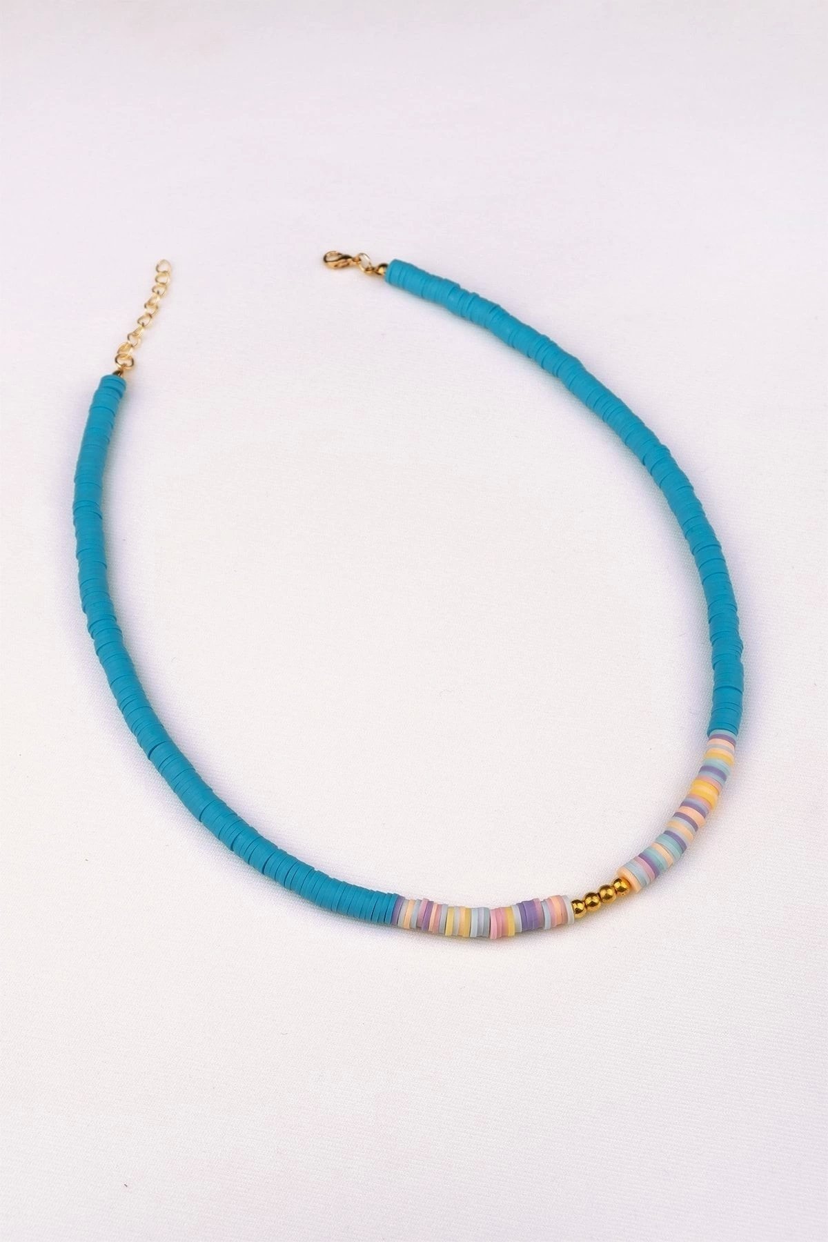 Mavi Gökkuşağı Fimo Kolye