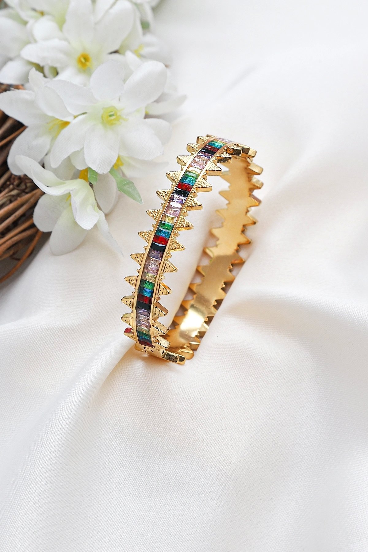 Steel Clamp with Zircon Stone