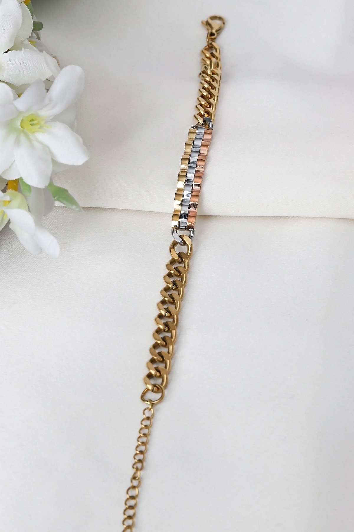 Unisex Çelik 3 Renk Bileklik