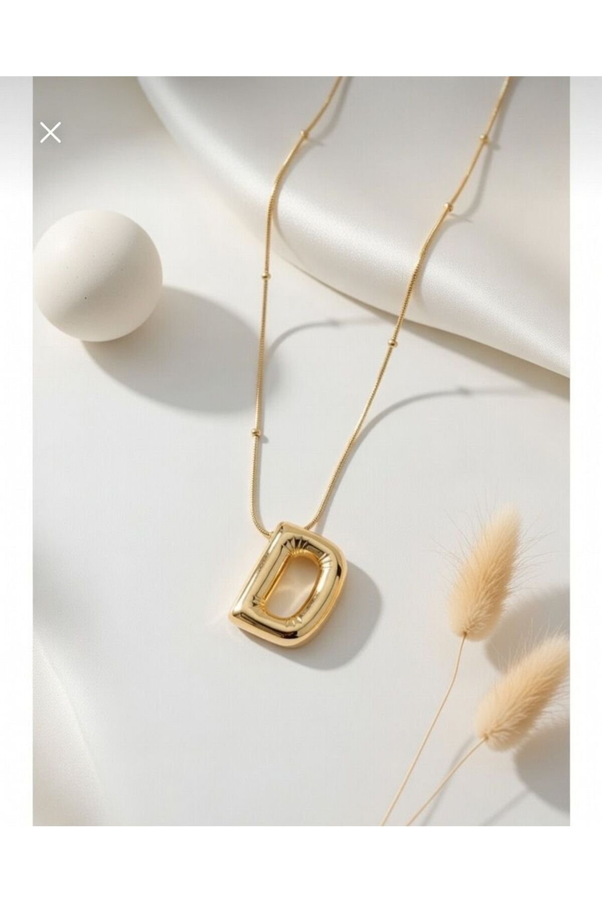 Gold Color Bubble Necklace with Steel Chain and Letter D