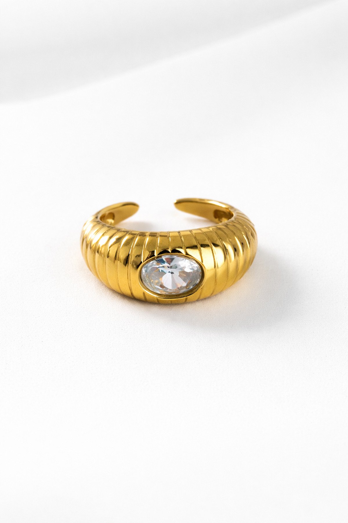 Çelik Vintage Taşlı Yüzük