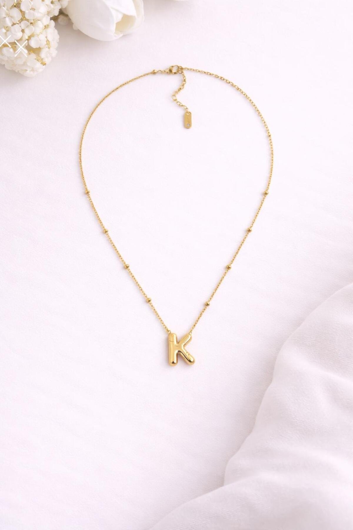 BALLOON MODEL STEEL NECKLACE WITH LETTER B