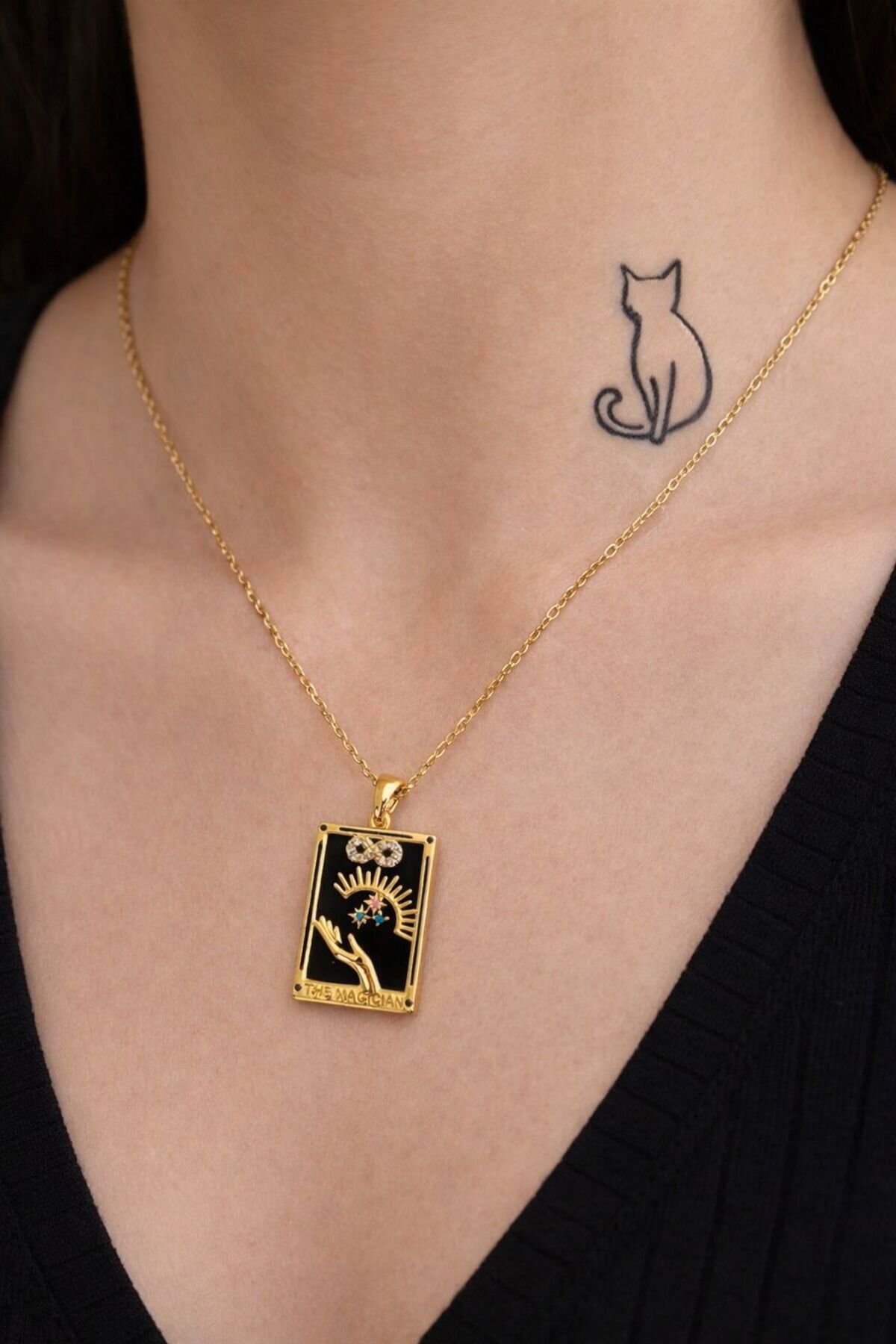 Steel Tarot Card Necklace