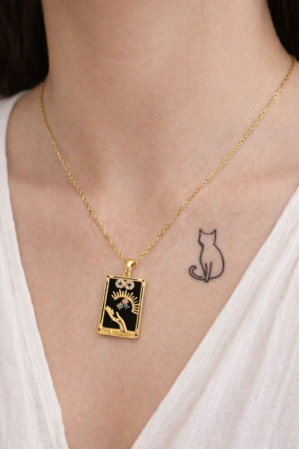 Steel Tarot Card Necklace