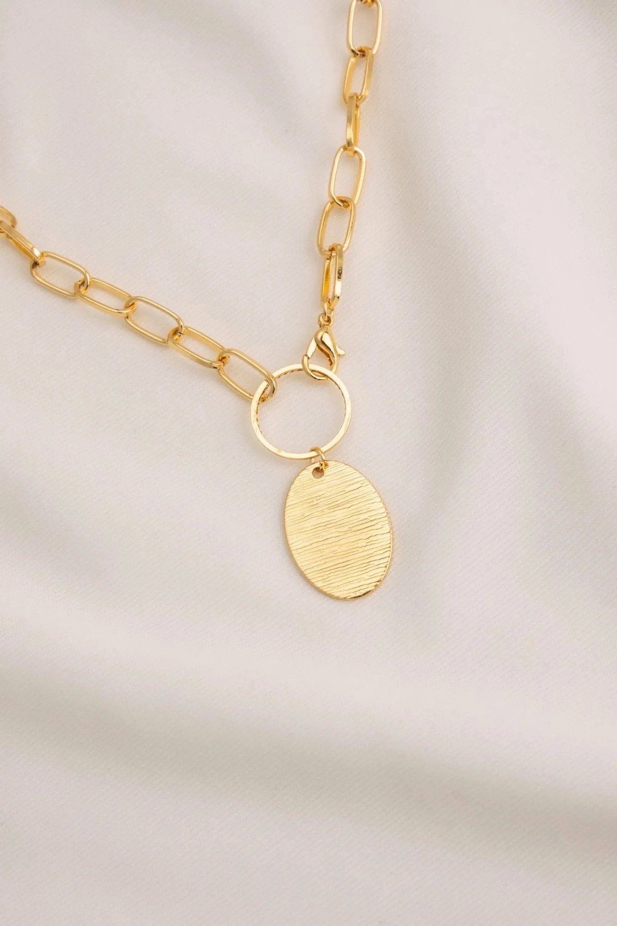 Altın Kaplama Zincir Oval Plaka Model