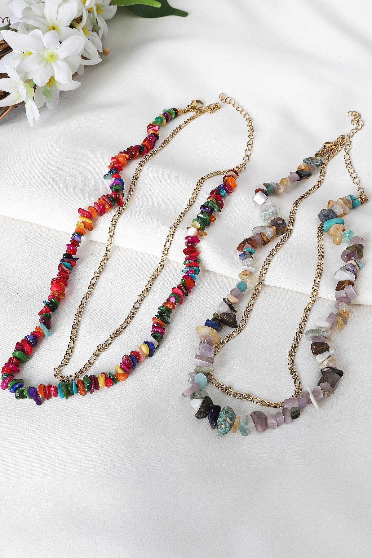 316L Steel Model Women's Chakra Necklace with Gemstone