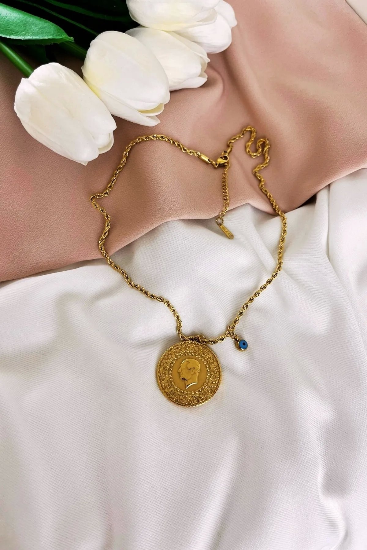 YARIM ALTIN MODEL TASARIM ÇELİK KOLYE