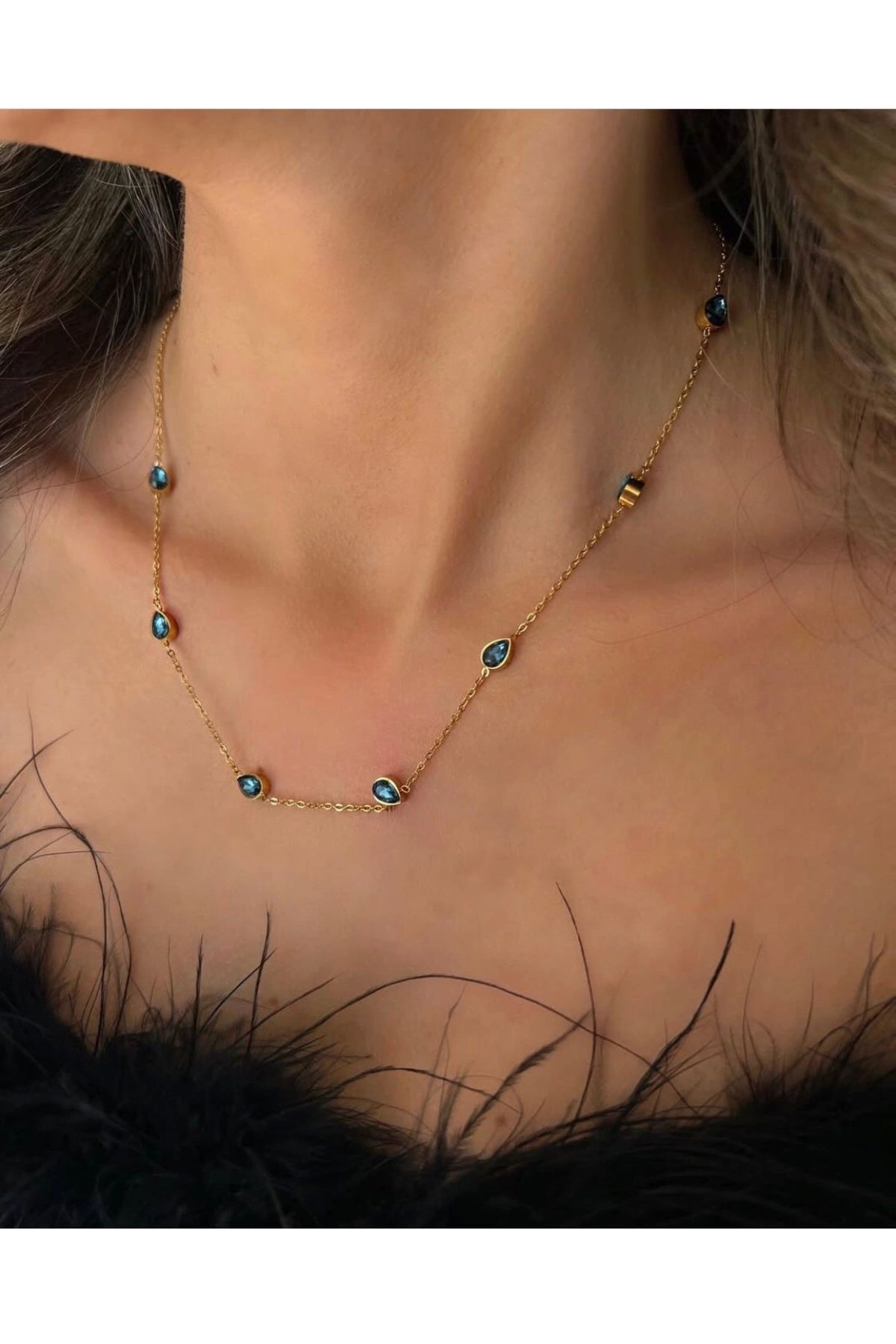 Su Damlası Çelik Kolye