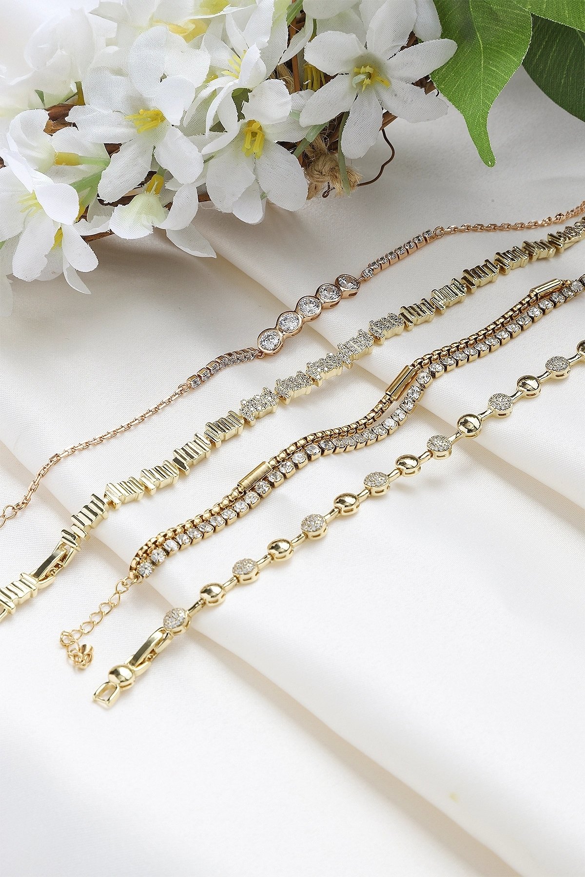 Brass Gemstone Ball Bracelet