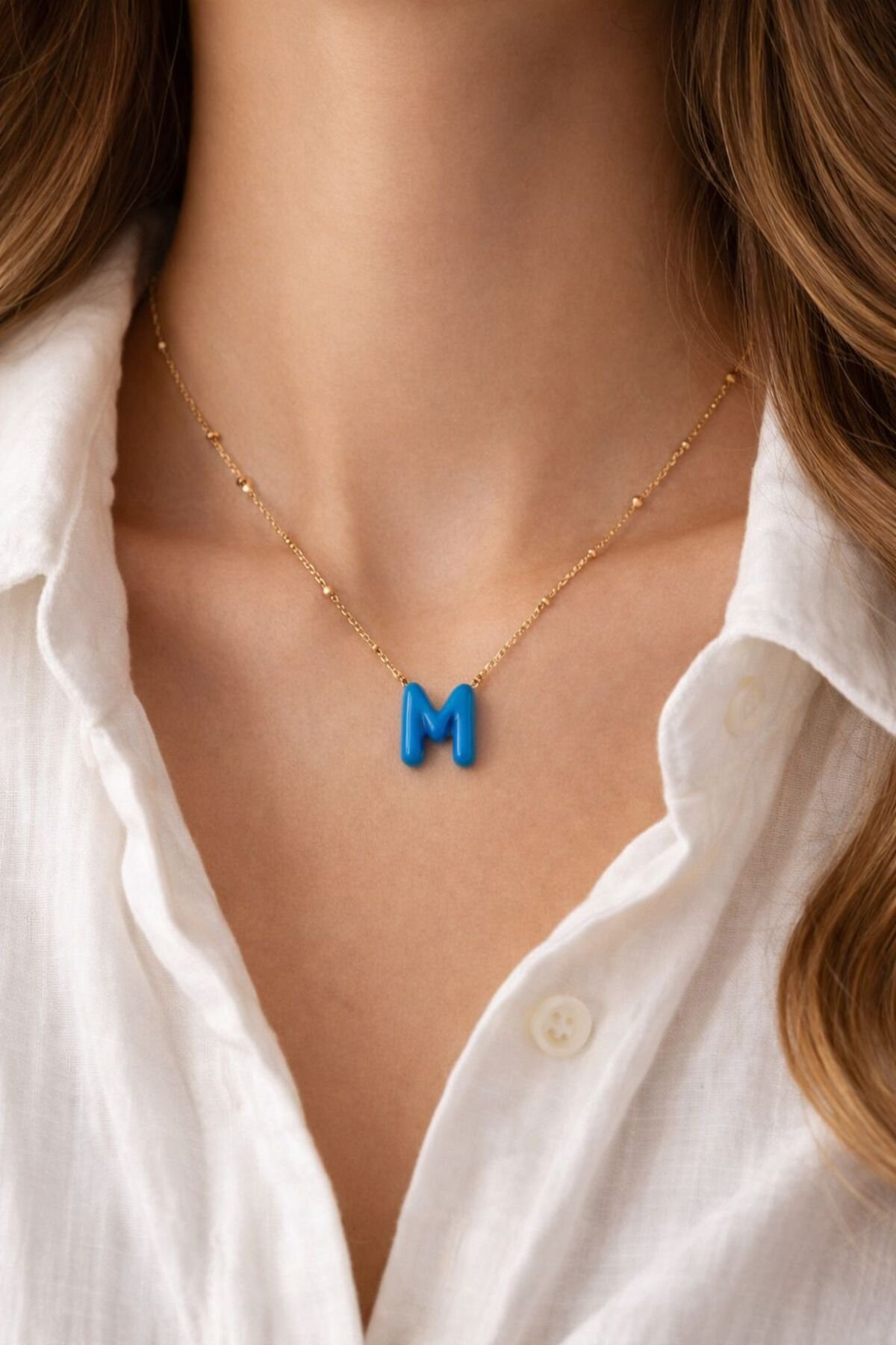 H Harfi Zarif Çelik Kolye