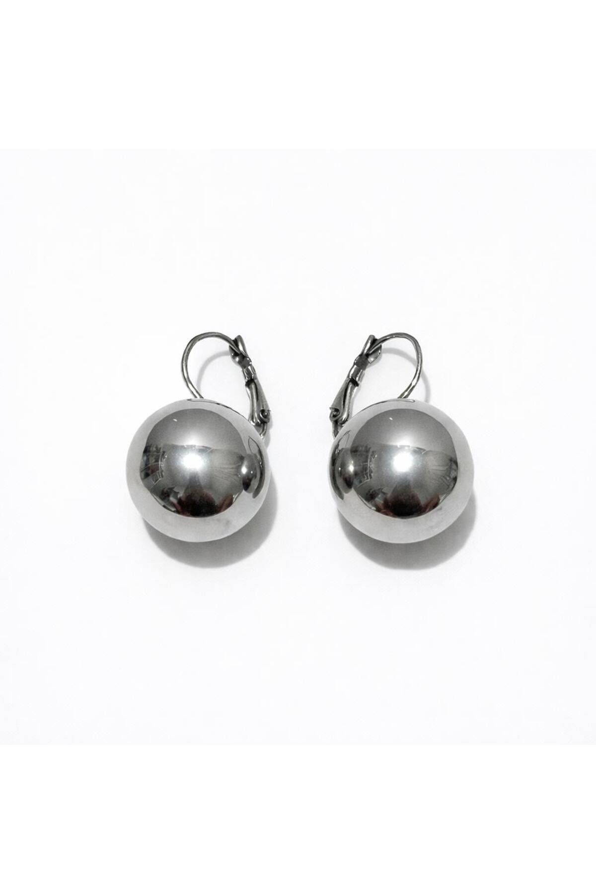 Silver Çelik Top Küpe