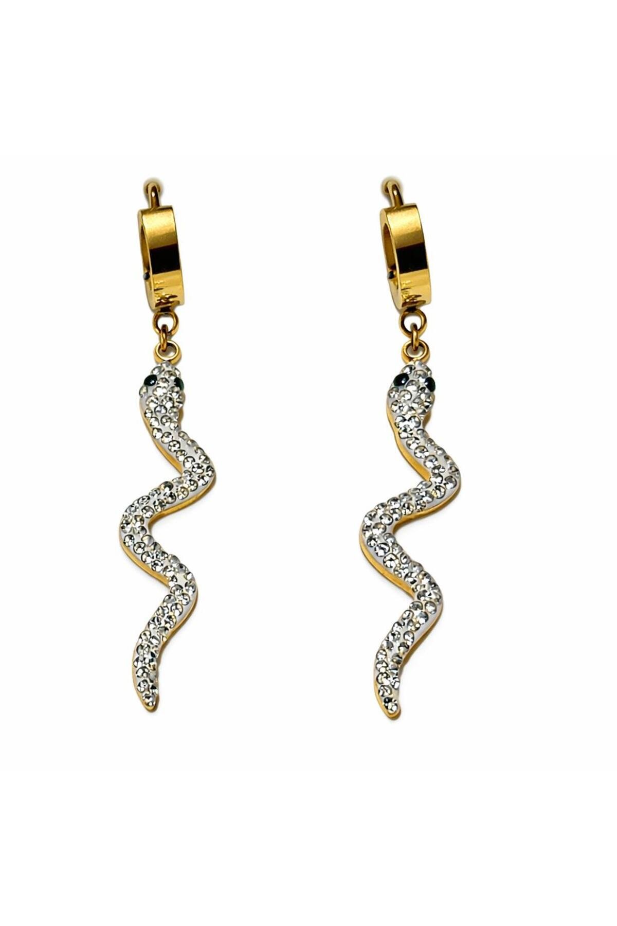 Zara Snake Gold Çelik Küpe