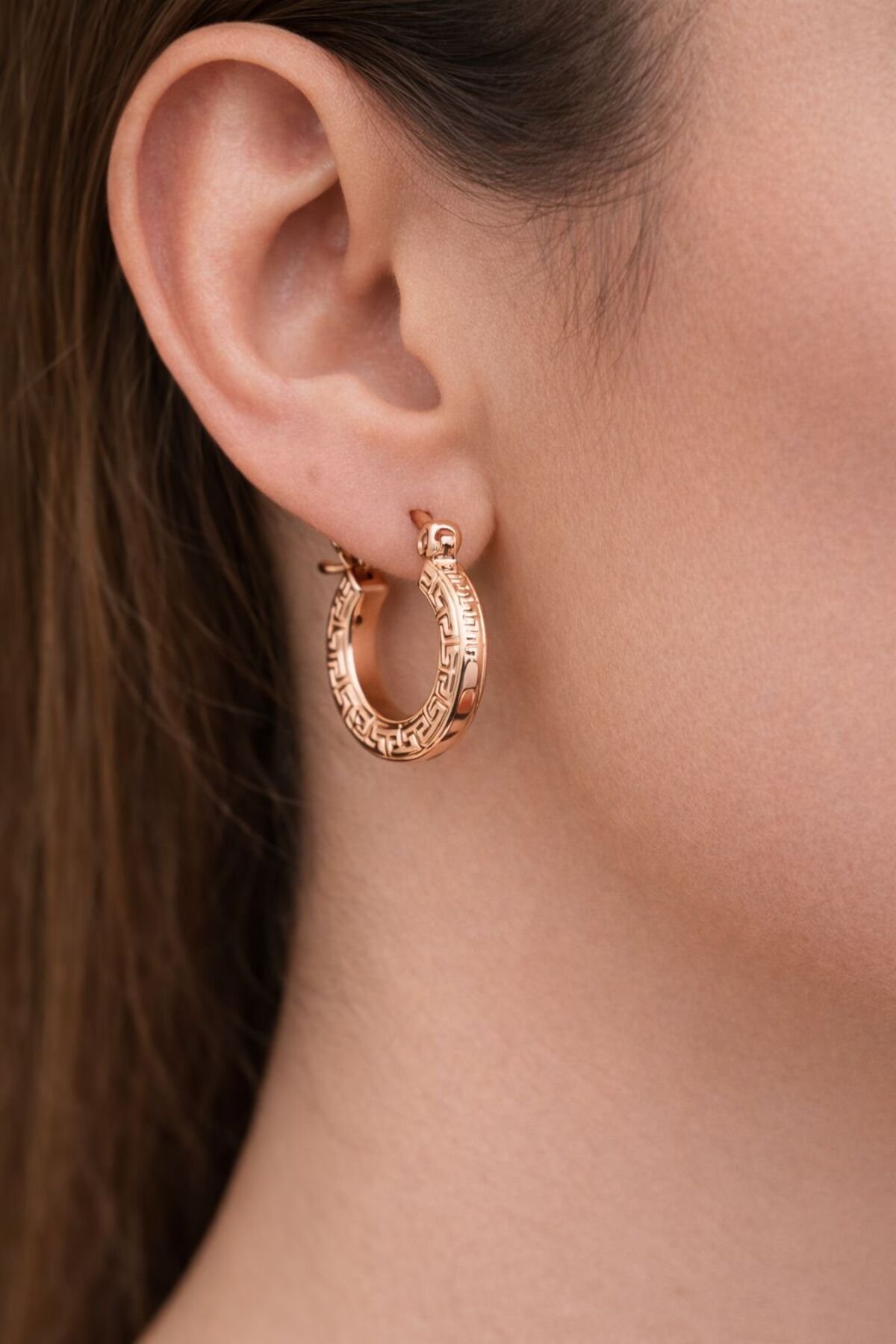 Patterned Ring Steel Earrings Women